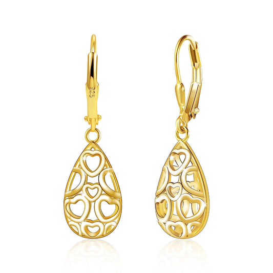 14K Gold Plated Teardrop Dangle Earrings