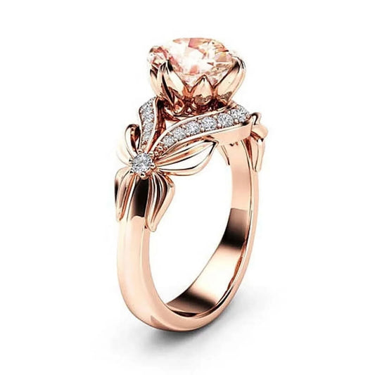 Hilltip Pure Topaz, Diamond Ring 1.5 ct in 18K Rose Gold