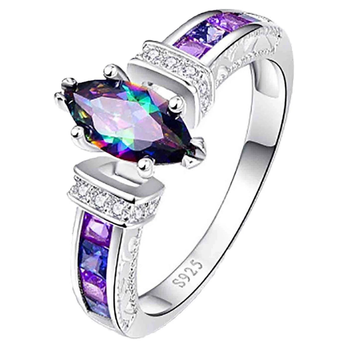 Bidobibo Mystic Topaz Women's Engagement Ring in 925 Silver