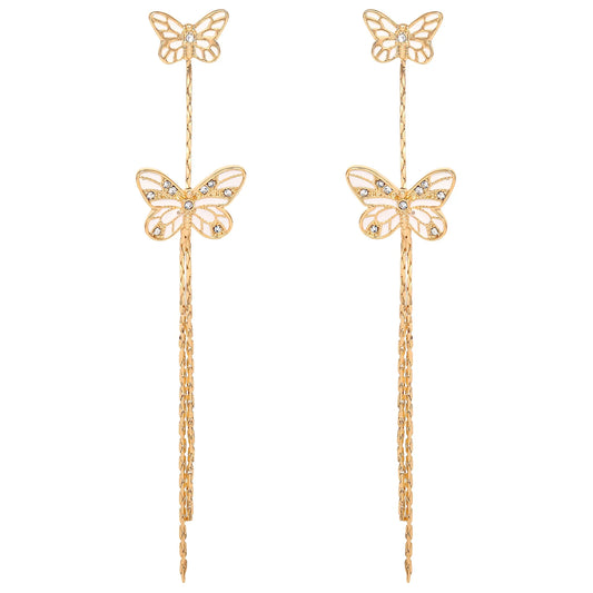 Jessica Simpson Women's Fashion Butterfly Gold Tone Metal Drop Earring
