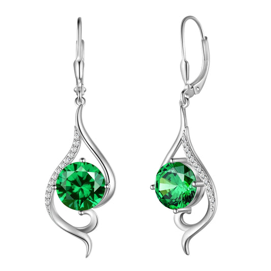 Juwaliy Women Dangle Earrings May Birthstone Earring