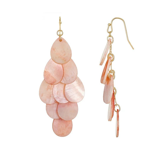 Time and Tru Shell Dangle Earring, Pink