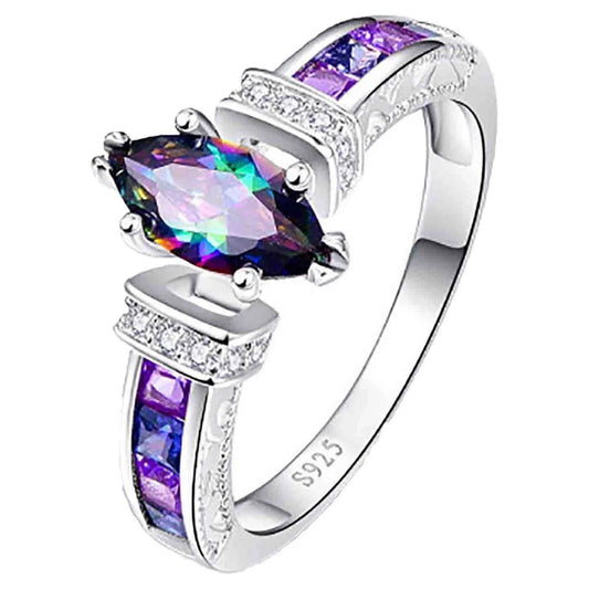 Bidobibo Mystic Topaz Women's Engagement Ring in 925 Silver
